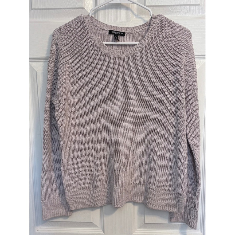 Eileen Fisher Box Top Sweater‎ Size PS Dark Ceramic Organic Cotton Ribbed Knit